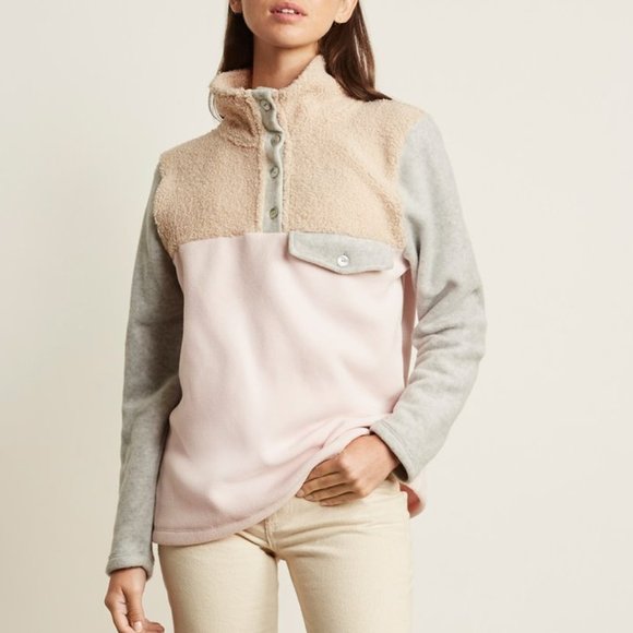 DONNI. Tops - DONNI Tri-Mini Sherpa Pullover - Pink/Creme/Heather - Size XS - NWT - RARE